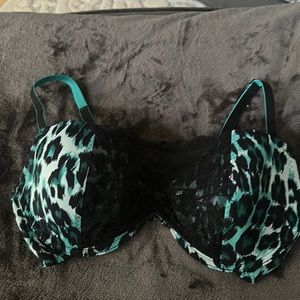 Betsey Johnson teal print bra 34D